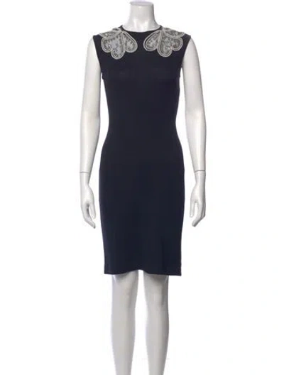 Pre-owned St John Wool Mini Dress In Black