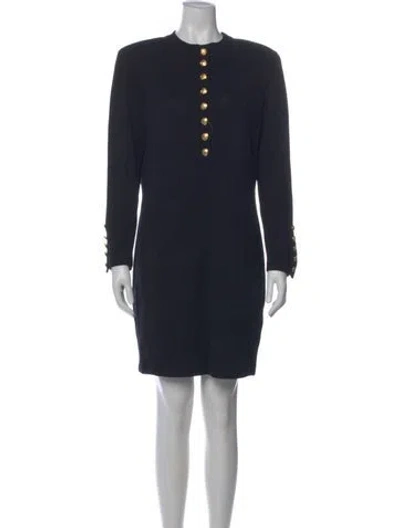 Pre-owned St John Wool Mini Dress In Black