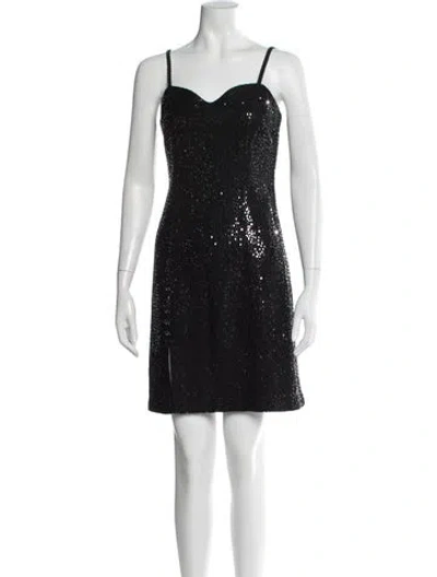 Pre-owned St John Wool Mini Dress In Black