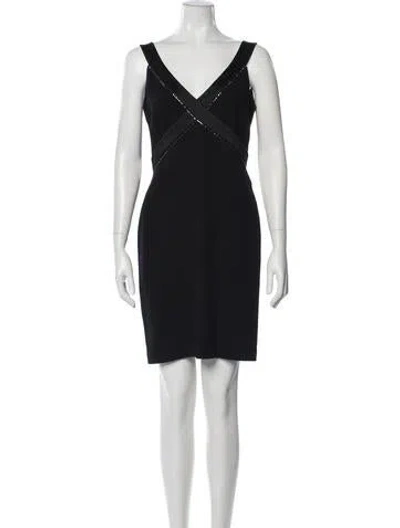 Pre-owned St John Wool Mini Dress In Black