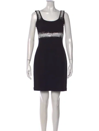Pre-owned St John Wool Mini Dress In Black