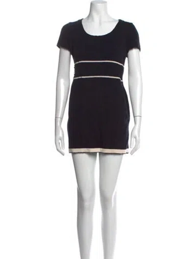 Pre-owned St John Wool Mini Dress In Black