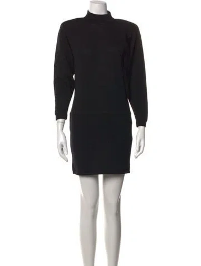 Pre-owned St John Wool Mini Dress In Black