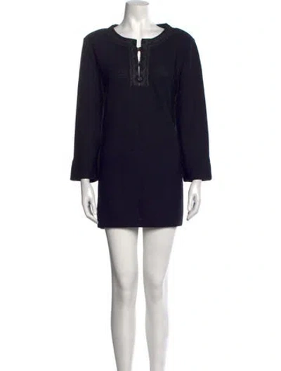 Pre-owned St John Wool Mini Dress In Black
