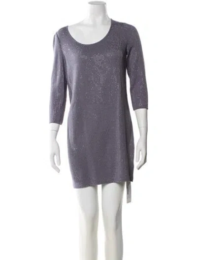 Pre-owned St John Wool Mini Dress In Blue