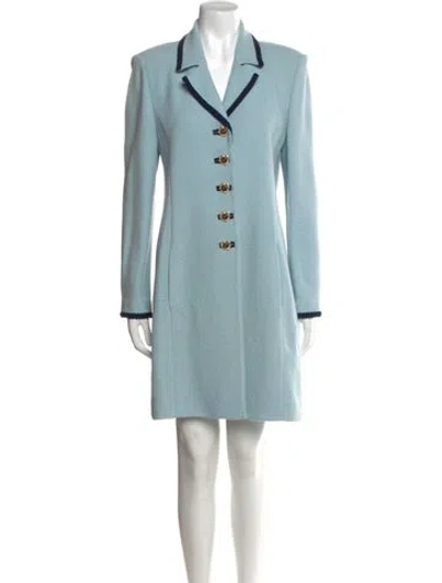 Pre-owned St John Wool Mini Dress In Blue