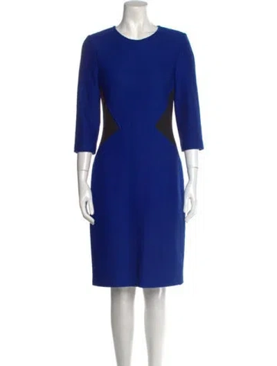 Pre-owned St John Wool Mini Dress In Blue