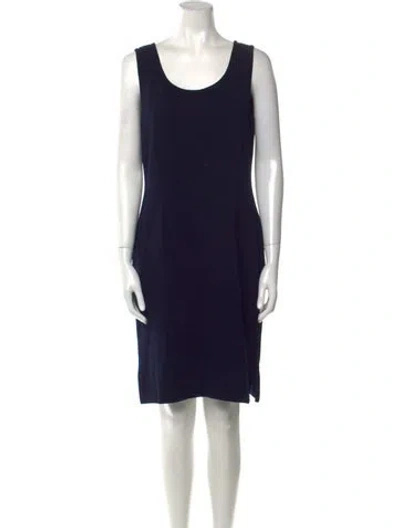 Pre-owned St John Wool Mini Dress In Blue