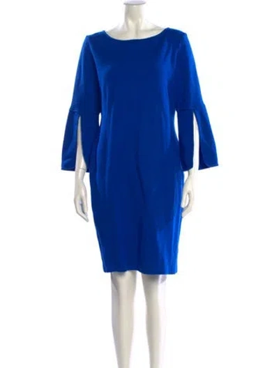 Pre-owned St John Wool Mini Dress In Blue