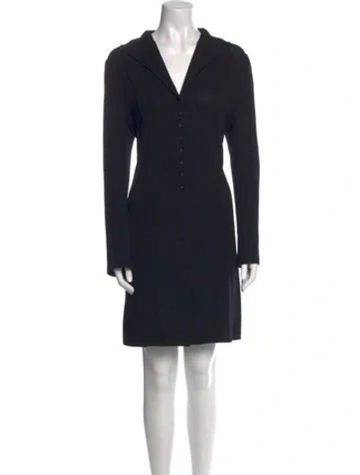 Pre-owned St John Wool Mini Dress In Blue