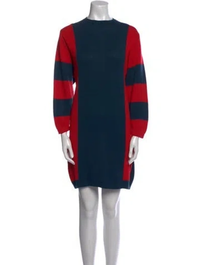 Pre-owned St John Wool Mini Dress In Blue