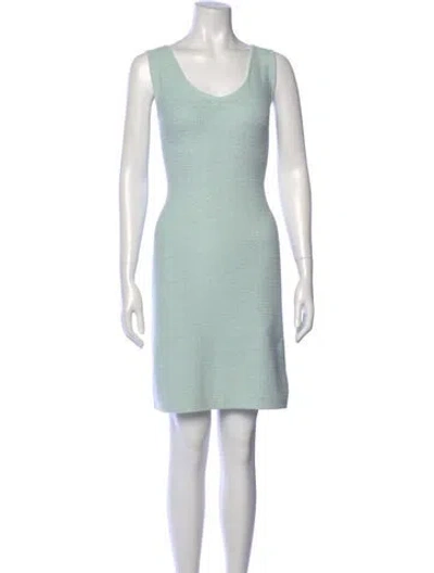 Pre-owned St John Wool Mini Dress In Blue