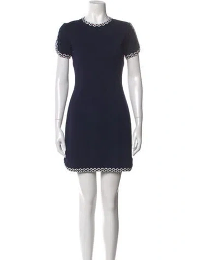 Pre-owned St John Wool Mini Dress In Blue
