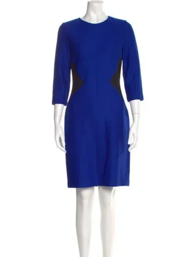 Pre-owned St John Wool Mini Dress In Blue