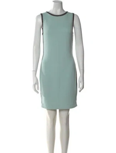 Pre-owned St John Wool Mini Dress In Blue