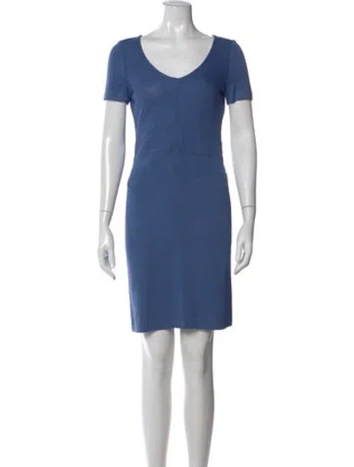 Pre-owned St John Wool Mini Dress In Blue