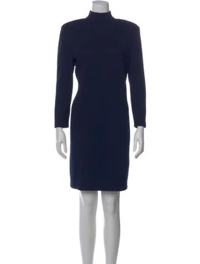 Pre-owned St John Wool Mini Dress In Blue