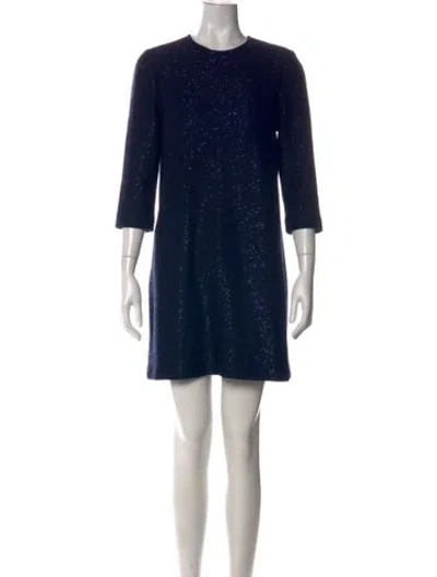 Pre-owned St John Wool Mini Dress In Blue