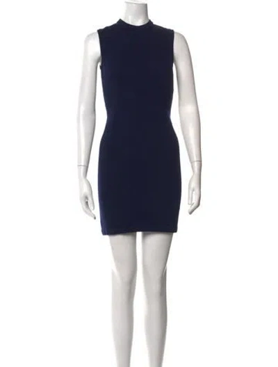 Pre-owned St John Wool Mini Dress In Blue