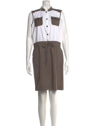 Pre-owned St John Wool Mini Dress In Brown