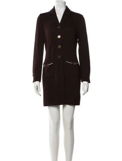 Pre-owned St John Wool Mini Dress In Brown