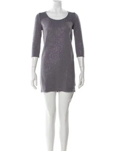Pre-owned St John Wool Mini Dress In Gray