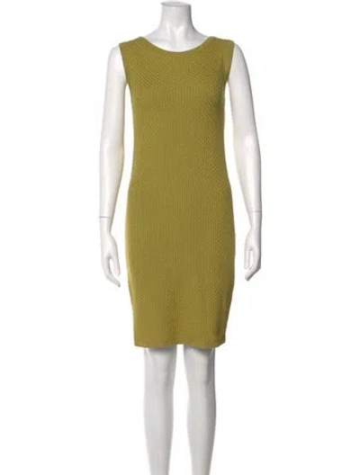 Pre-owned St John Wool Mini Dress In Green