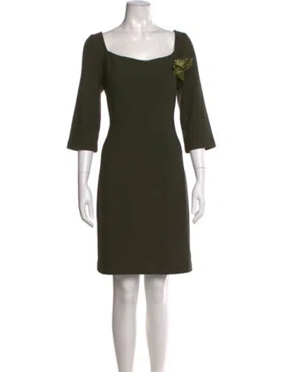 Pre-owned St John Wool Mini Dress In Green