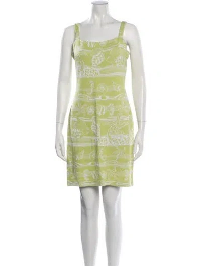 Pre-owned St John Wool Mini Dress In Green