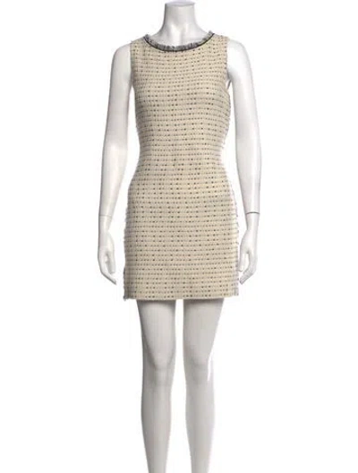Pre-owned St John Wool Mini Dress In Metallic/neutrals