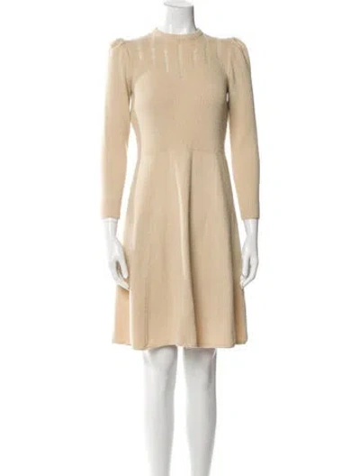 Pre-owned St John Wool Mini Dress In Neutral