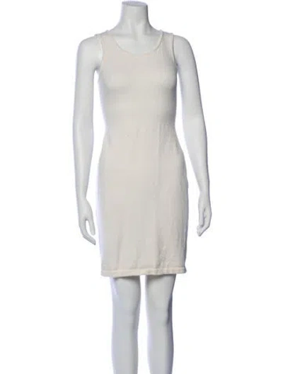 Pre-owned St John Wool Mini Dress In Neutral
