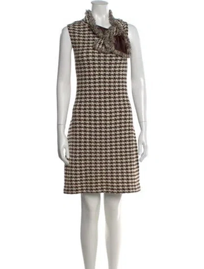 Pre-owned St John Wool Mini Dress In Neutral