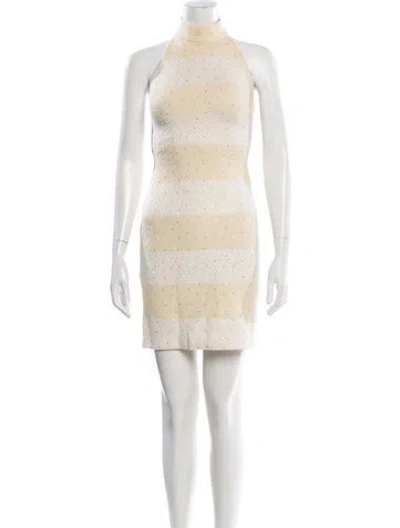 Pre-owned St John Wool Mini Dress In Neutral