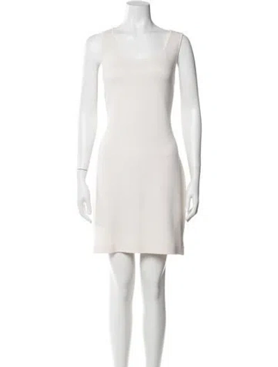 Pre-owned St John Wool Mini Dress In Neutral