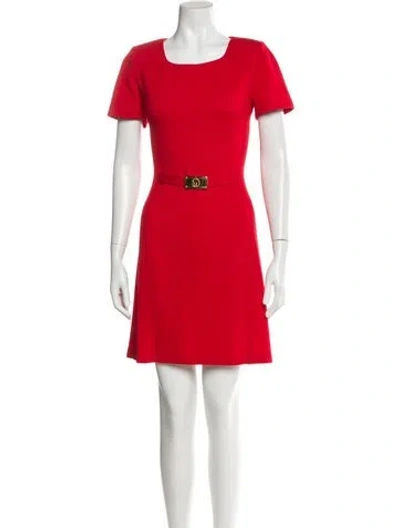Pre-owned St John Wool Mini Dress In Pink