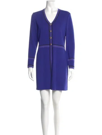 Pre-owned St John Wool Mini Dress In Purple