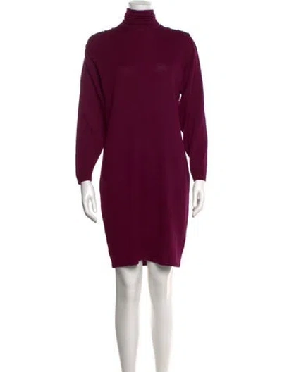 Pre-owned St John Wool Mini Dress In Purple