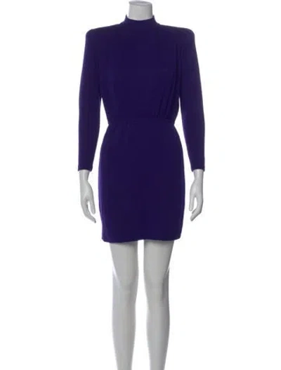 Pre-owned St John Wool Mini Dress In Purple