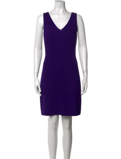Pre-owned St John Wool Mini Dress In Purple