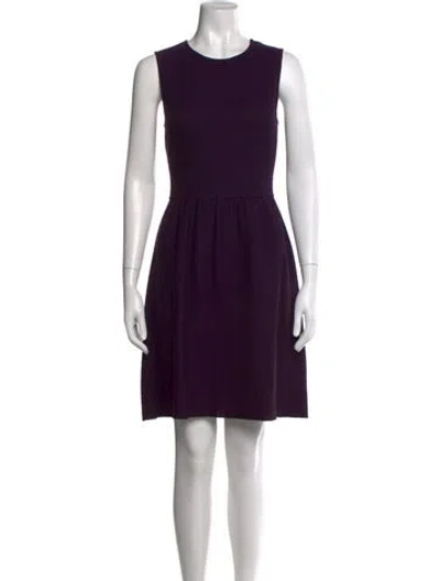 Pre-owned St John Wool Mini Dress In Purple