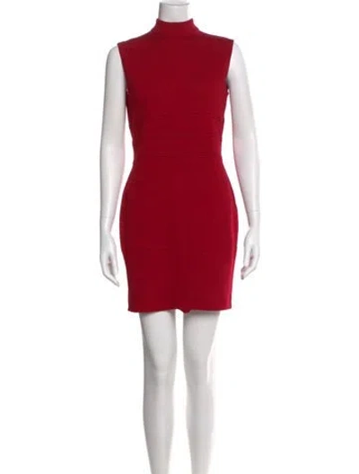Pre-owned St John Wool Mini Dress In Red