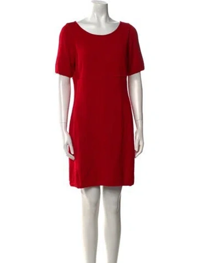 Pre-owned St John Wool Mini Dress In Red