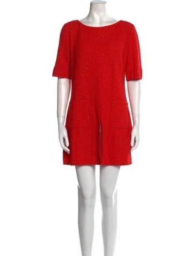 Pre-owned St John Wool Mini Dress In Red