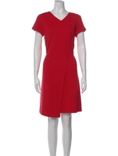 Pre-owned St John Wool Mini Dress In Red
