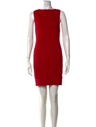 Pre-owned St John Wool Mini Dress In Red