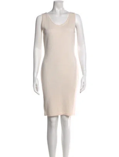 Pre-owned St John Wool Mini Dress In White