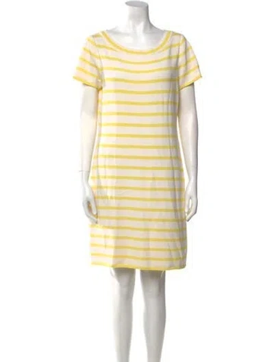 Pre-owned St John Wool Mini Dress In Yellow