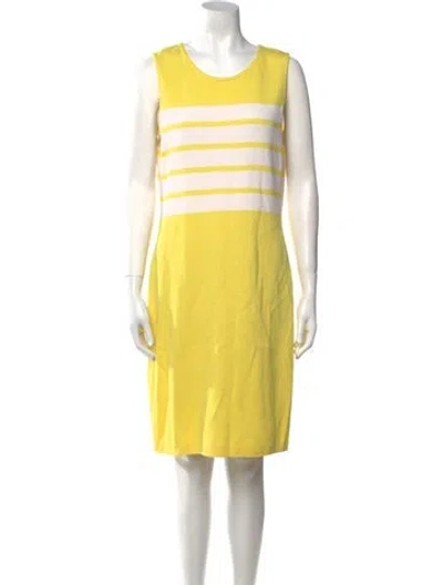 Pre-owned St John Wool Mini Dress In Yellow