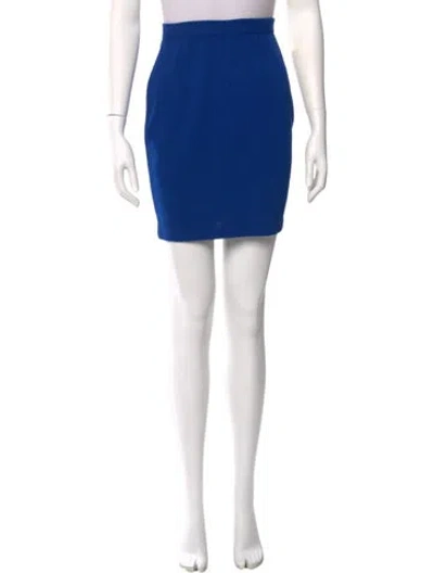 Pre-owned St John Wool Mini Skirt In Blue